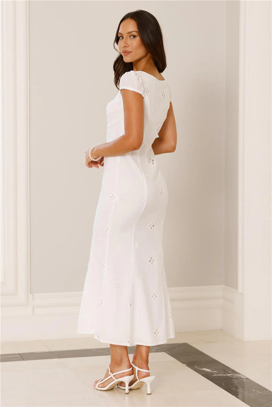 Oceanfront Dreams Midi Dress White