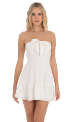 Dotted Strapless Corset Dress in White