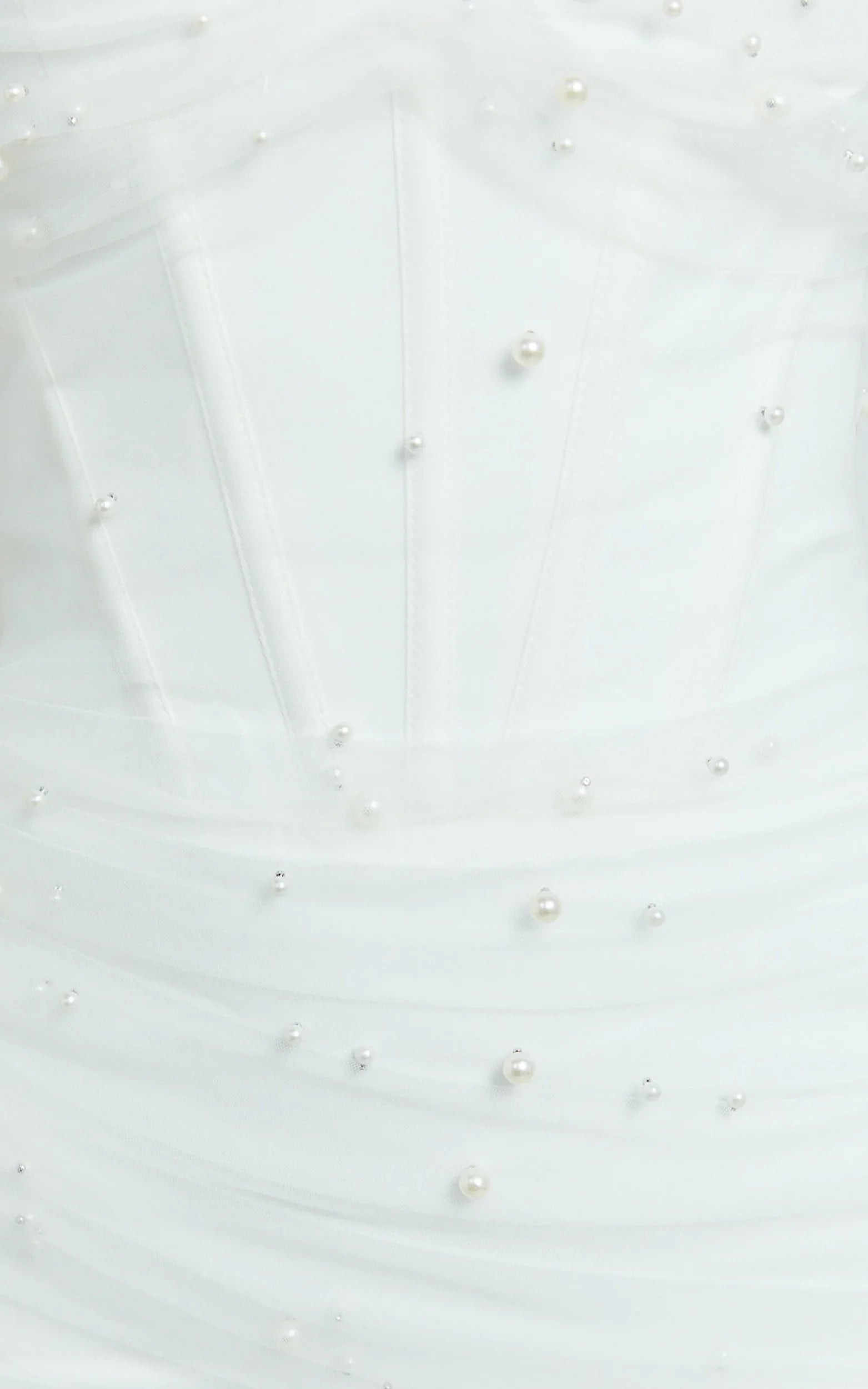 Kelsey Mini Dress Beaded Strapless Corset Panel Dress with Detachable Tulle Skirt in White