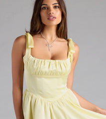 Elida Lace-Up Skater Satin Short Dress