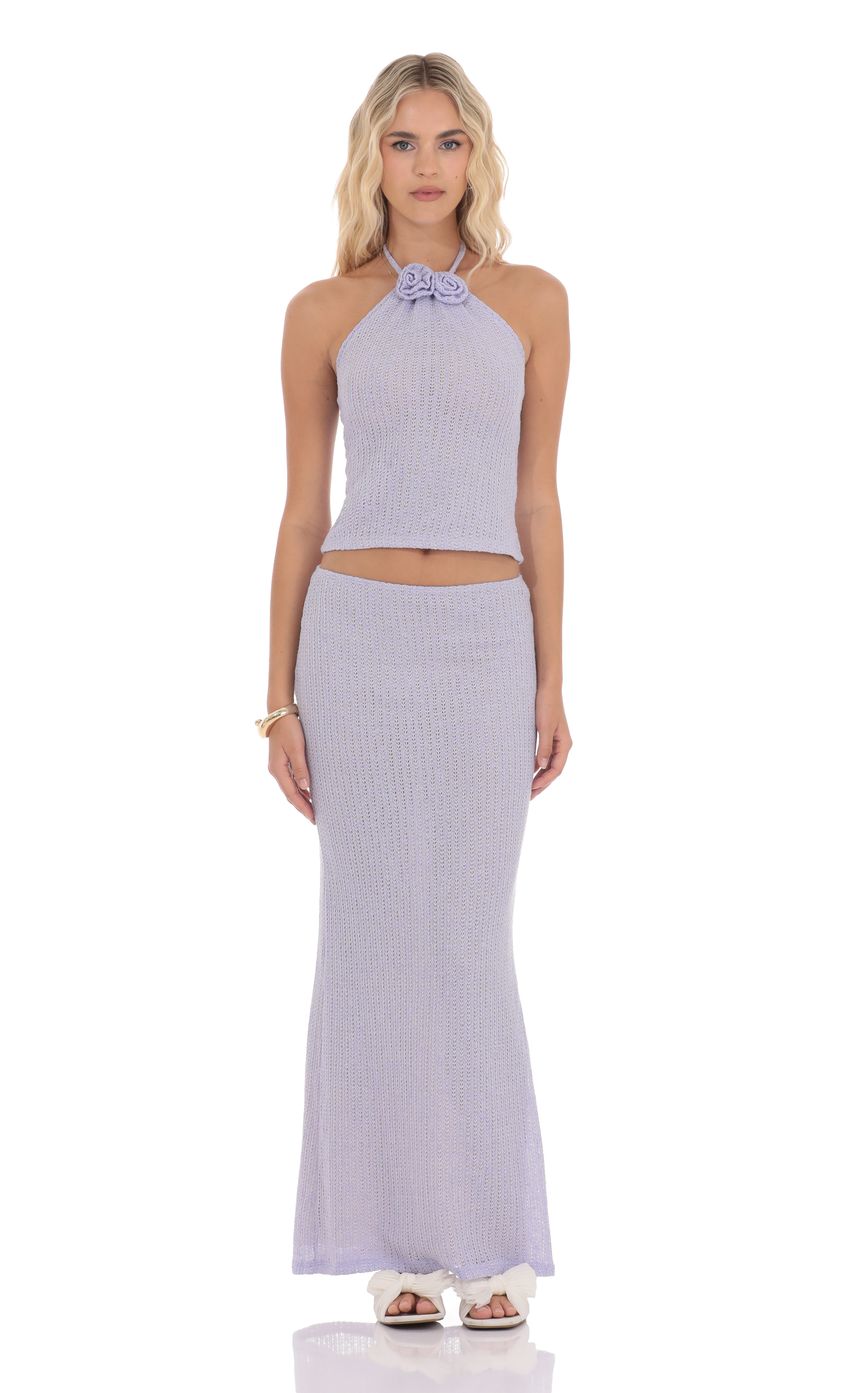 Crochet Florette Two Piece Set in Lavender